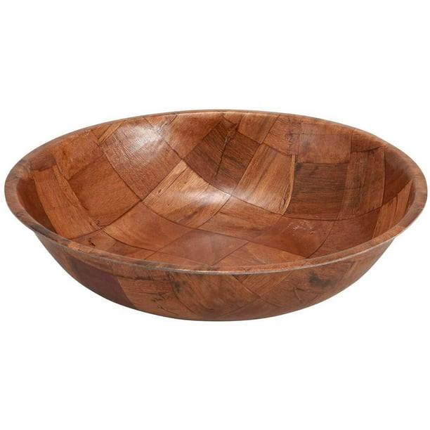 Round Woven Wood Snack or Salad Bowl Set of 4 Winco 10 